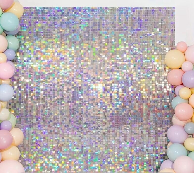 Silver holographic Sequin Wall